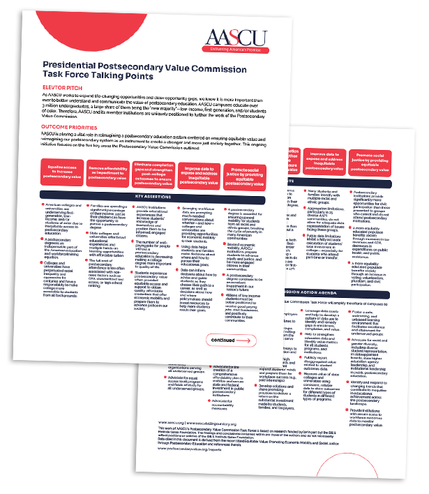 Presidential PVC Task Force Talking Points AASCU